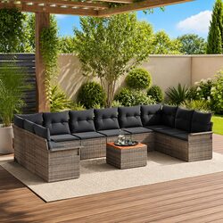 11-Piece Grey Garden Sofa Set – Stylish and Durable