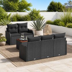 Compact 6 Piece Modular Outdoor Sofa Set in Black