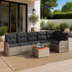 Concise 7-Piece Modular Garden Sofa Set in Grey