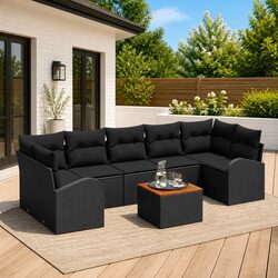 Concise Modular Outdoor Sofa Set - 8 Pieces Included