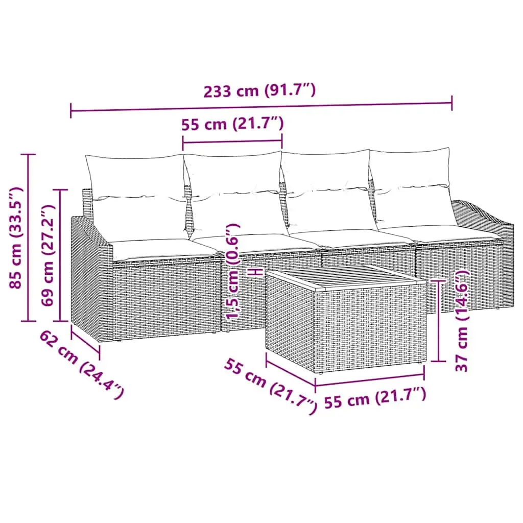 5-Piece Outdoor Sofa Set with a Modern Touch