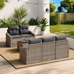 Compact 6-Piece Garden Sofa Set in Grey