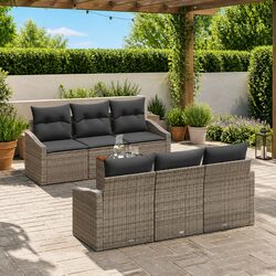 Garden Sofa Set 7 Pieces Grey Poly Rattan Modular Outdoor Furniture Patio Lounge