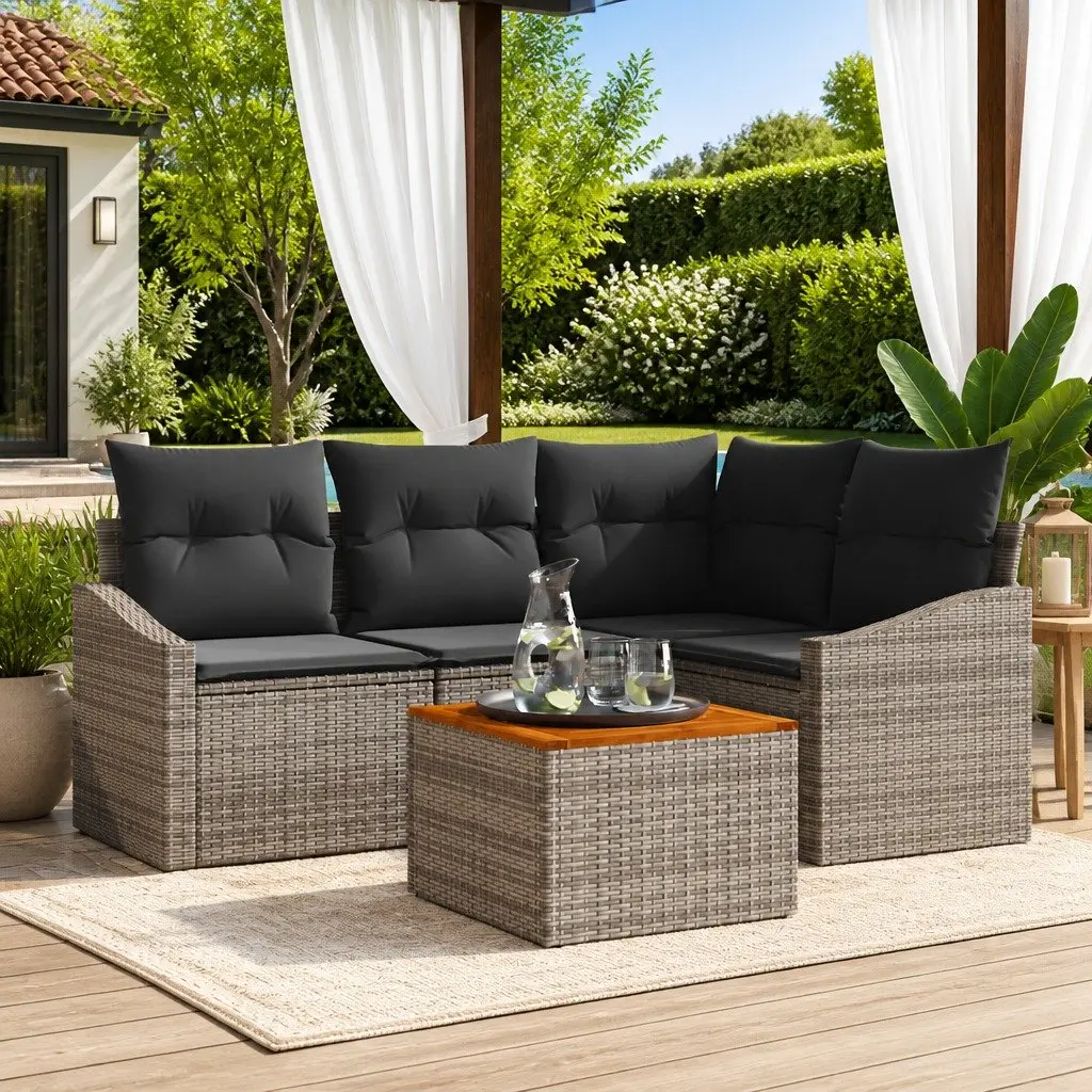 Garden Sofa Set 5 Pieces Modular Outdoor Furniture Patio Lounge with Cushions