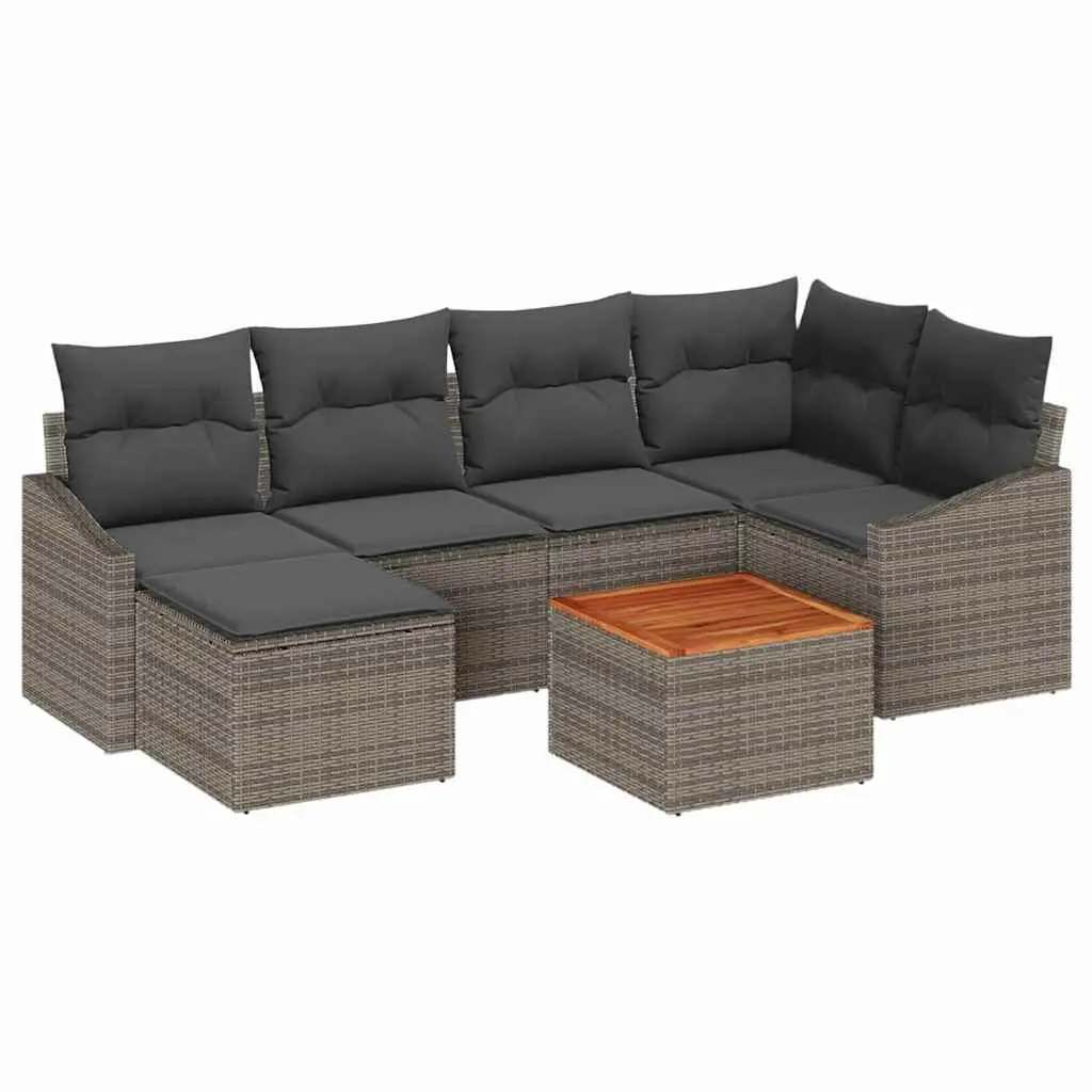 Garden Sofa Set Grey 7 Piece Modular Outdoor Furniture with Cushions
