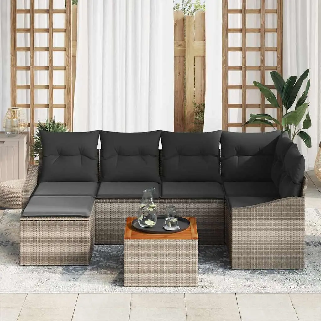 Garden Sofa Set Grey 7 Piece Modular Outdoor Furniture with Cushions