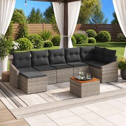 Concise 8-Piece Modular Grey Outdoor Sofa Set