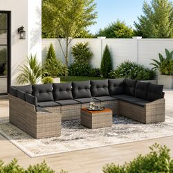 Concise Modular Garden Sofa Set: 11 Durable Pieces
