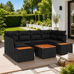 Sleek and Stylish 6-Piece Black Sofa Set for Outdoors