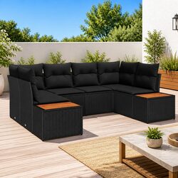 Compact 6-Piece Outdoor Sofa Set in Black