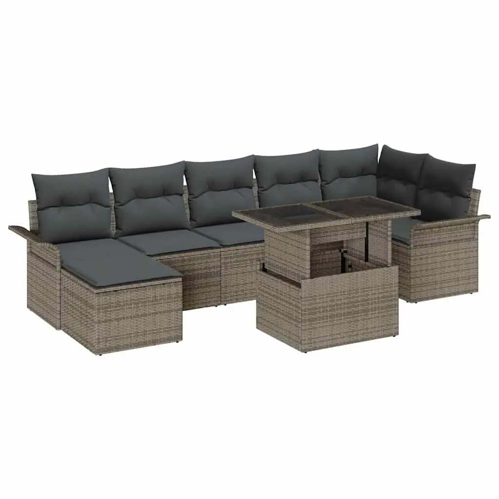 Garden Sofa Set 8 Piece Outdoor Furniture Grey Poly Rattan Dining Lounge