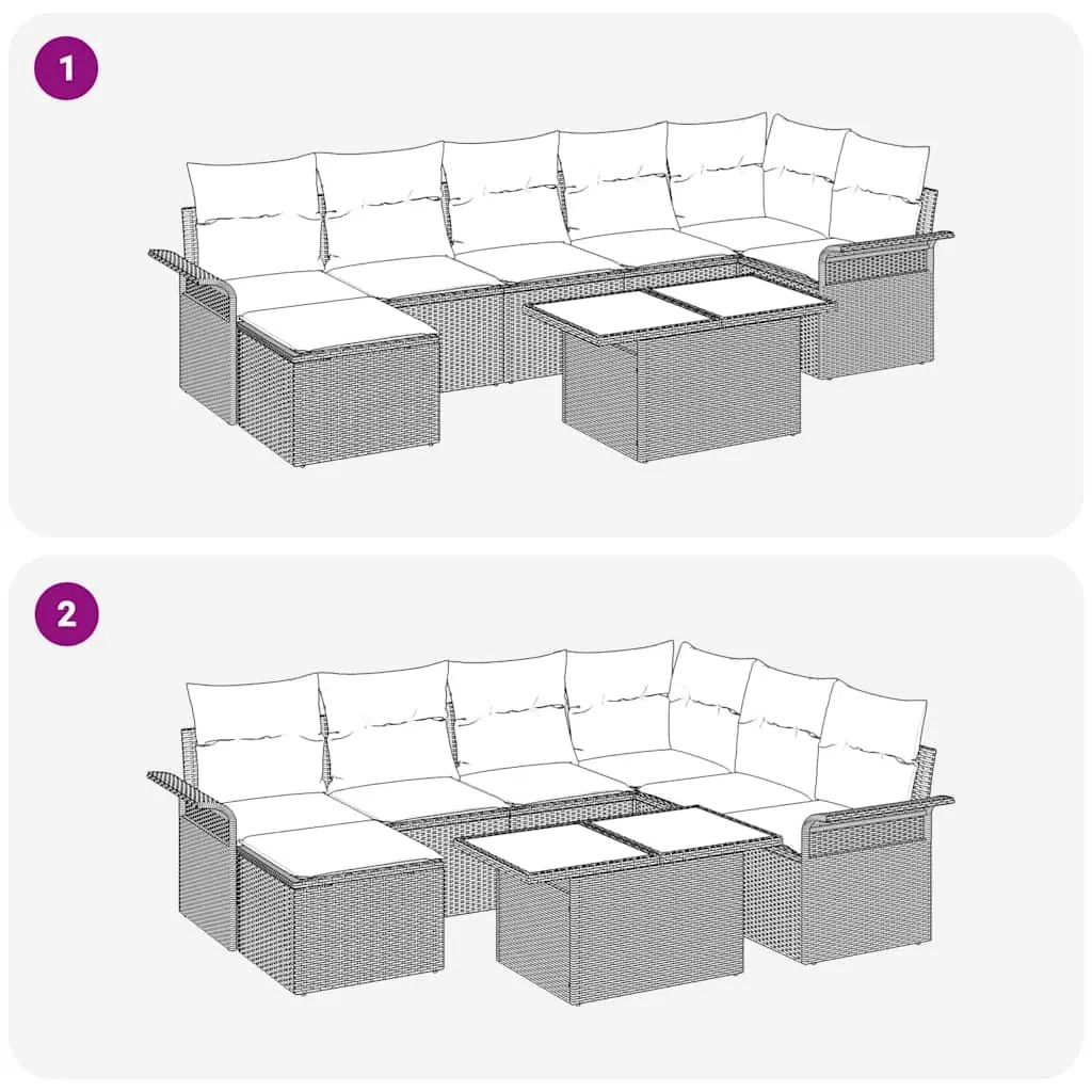 Garden Sofa Set 8 Piece Outdoor Furniture Grey Poly Rattan Dining Lounge