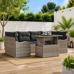 Outdoor Garden Sofa Set 7 Seater Lounge Patio Furniture Grey Poly Rattan Modular