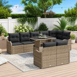 Concise and Stylish: 9 Piece Outdoor Lounge Set
