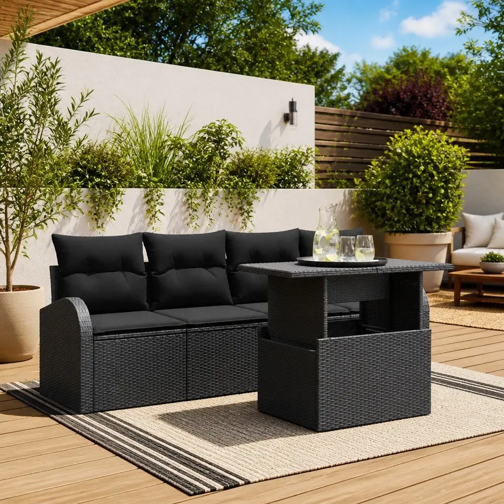 Black Garden Sofa Set for Outdoor Relaxation