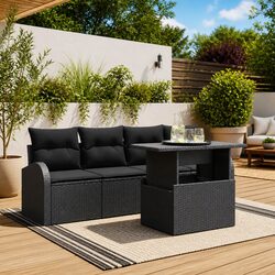 Compact and Stylish Black Garden Sofa Set for Outdoor Relaxation