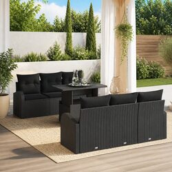 Concise 7-Piece Garden Sofa Set in Black