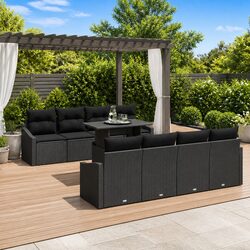 7-Piece Modular Garden Sofa Set in Black - Compact Design