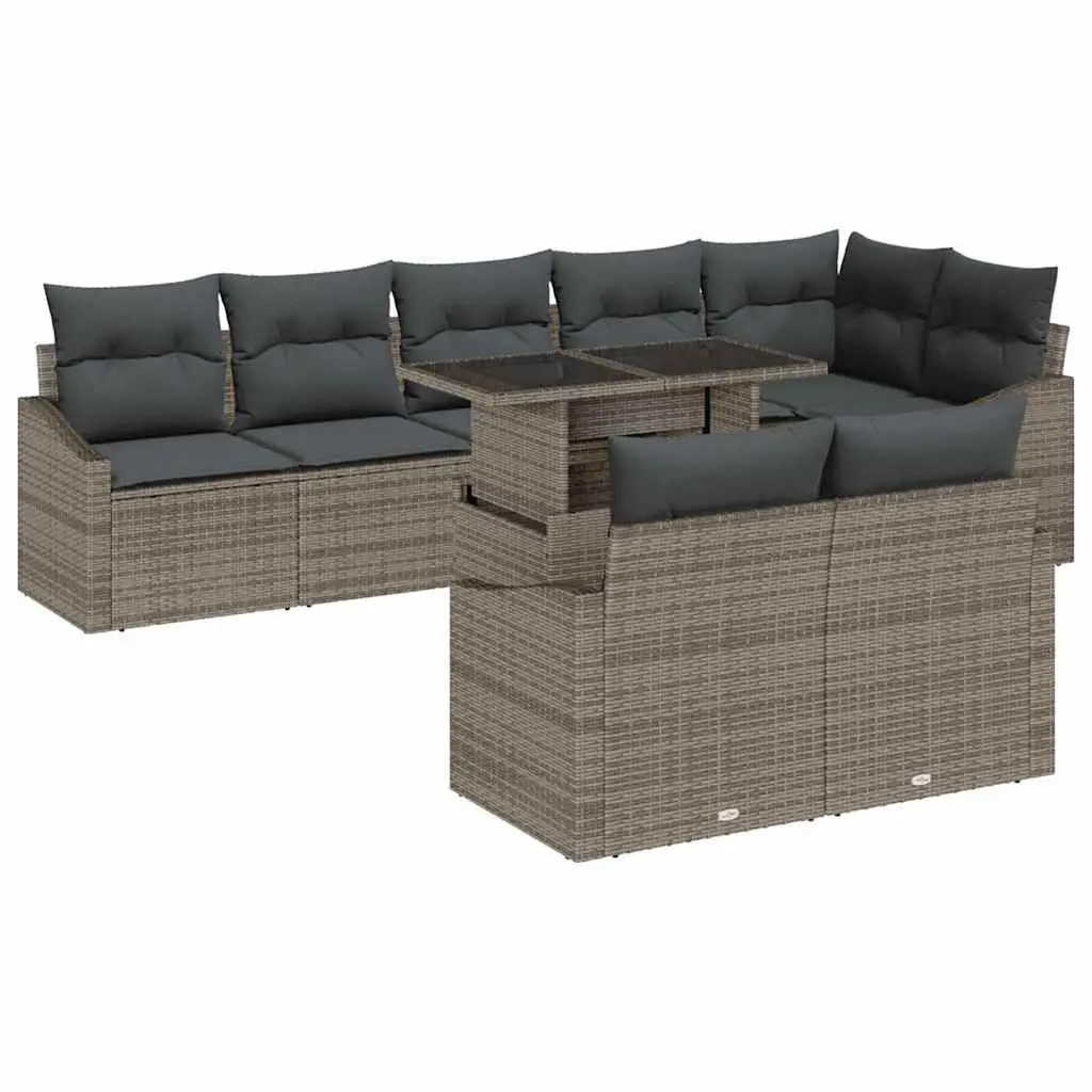 Outdoor Garden Sofa Set Grey 9 Piece Modular Corner Sectional with Cushions