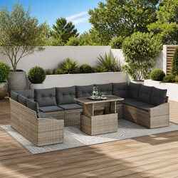 Compact and Stylish 11-Piece Grey Garden Sofa Set