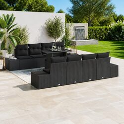 Outdoor Garden Sofa Set 9 pcs Modular Seating with Height-Adjustable Table