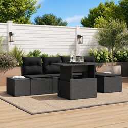 Outdoor Garden Sofa Set 6 Piece Modular Seating with Cushions Table Footstool