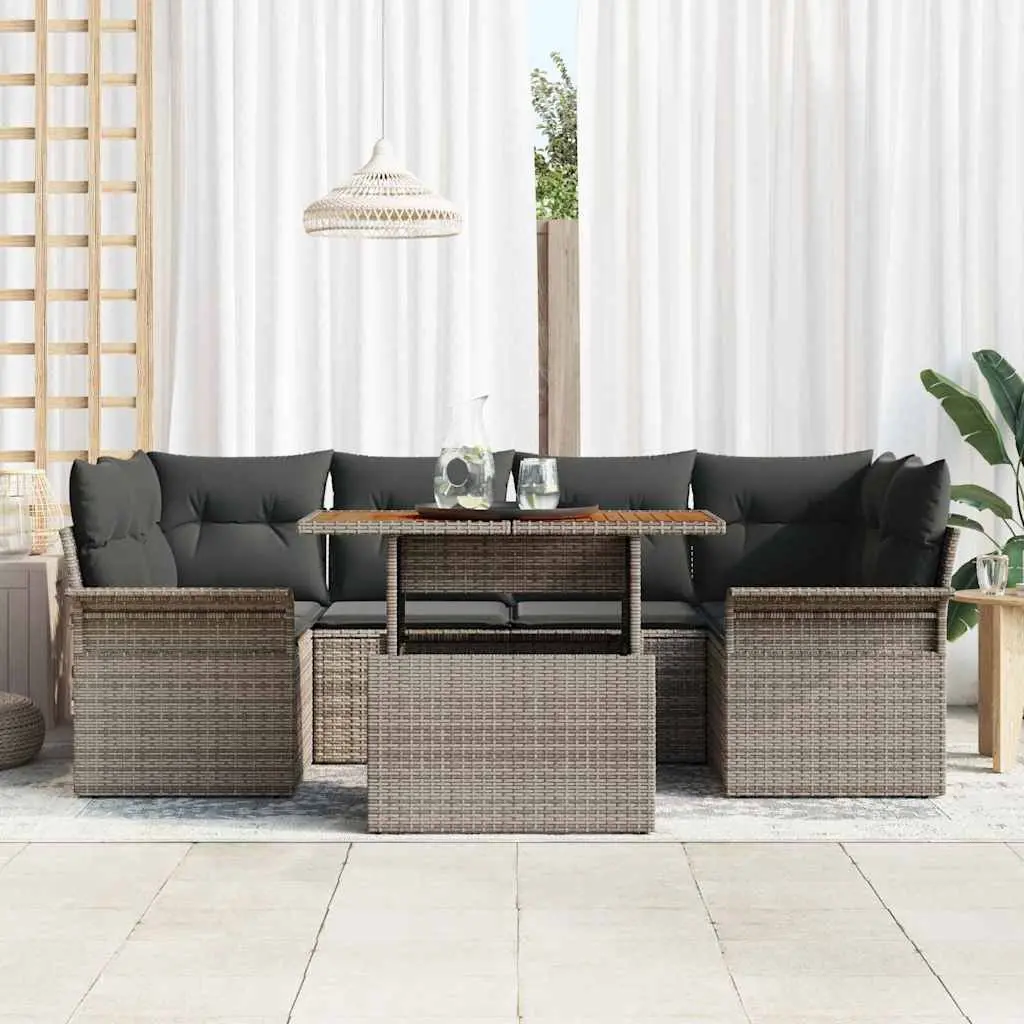 Outdoor Sofa Set 7 pcs Garden Furniture with Storage Cushion Modular Grey
