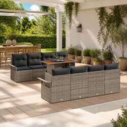 Concise 7-Piece Grey Outdoor Sofa Set Overview