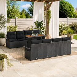 Modular Garden Sofa Set with Cushions 7 Pieces Black Outdoor Patio Furniture