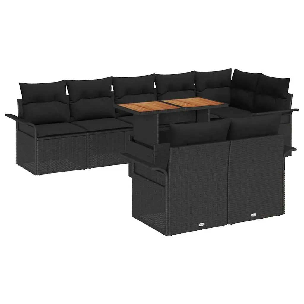 Outdoor Garden Sofa Set Black 9 Pieces Modular Poly Rattan Patio Seating