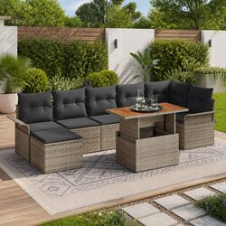 Concise 8 Piece Modular Outdoor Sofa Set