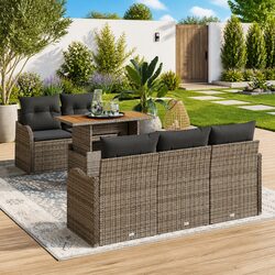 Compact and Versatile 6-Piece Grey Sofa Set for Outdoors