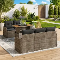 Compact and Versatile 6-Piece Grey Sofa Set for Outdoors