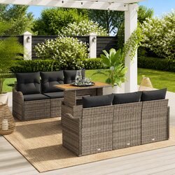 Compact 7 Piece Grey Modular Sofa Set for Outdoor Use