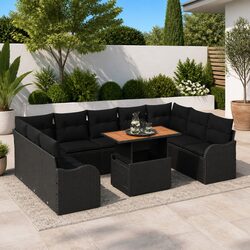 Compact 10-Piece Garden Sofa Set with Cushions
