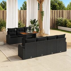 8-Piece Black Outdoor Sofa Set - Simple and Direct