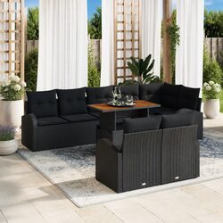 Concise Outdoor Sofa Set: 9-Piece Black Set