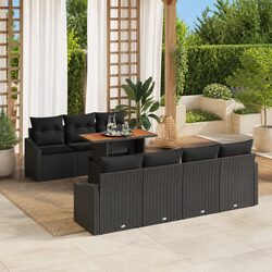 Outdoor Garden Sofa Set 8 Pieces Black Modular Seating Lounge Furniture