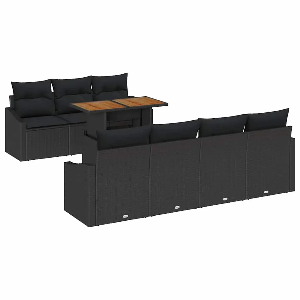 Outdoor Garden Sofa Set 8 Pieces Black Modular Seating Lounge Furniture