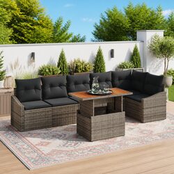 Compact and Durable 7-Piece Garden Sofa Set in Grey