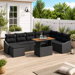 Concise 9-Piece Modular Garden Sofa Set with Storage