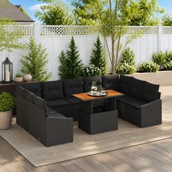 Concise 10-Piece Black and Brown Patio Furniture