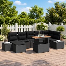 Garden Sofa Set 8 Pieces Outdoor Seating Patio Furniture Black Modular Rattan