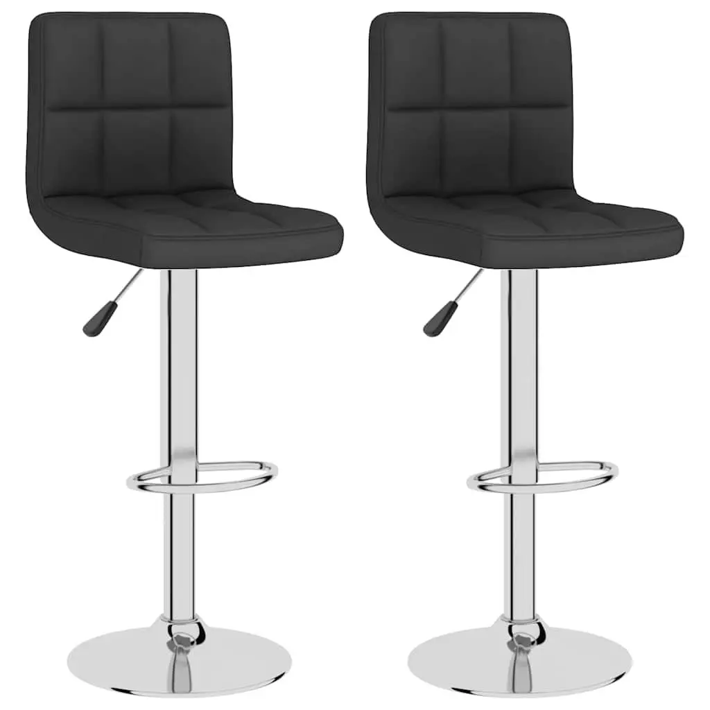 Bar Stools Black Fabric Height Adjustable Swivel 2 Piece Set