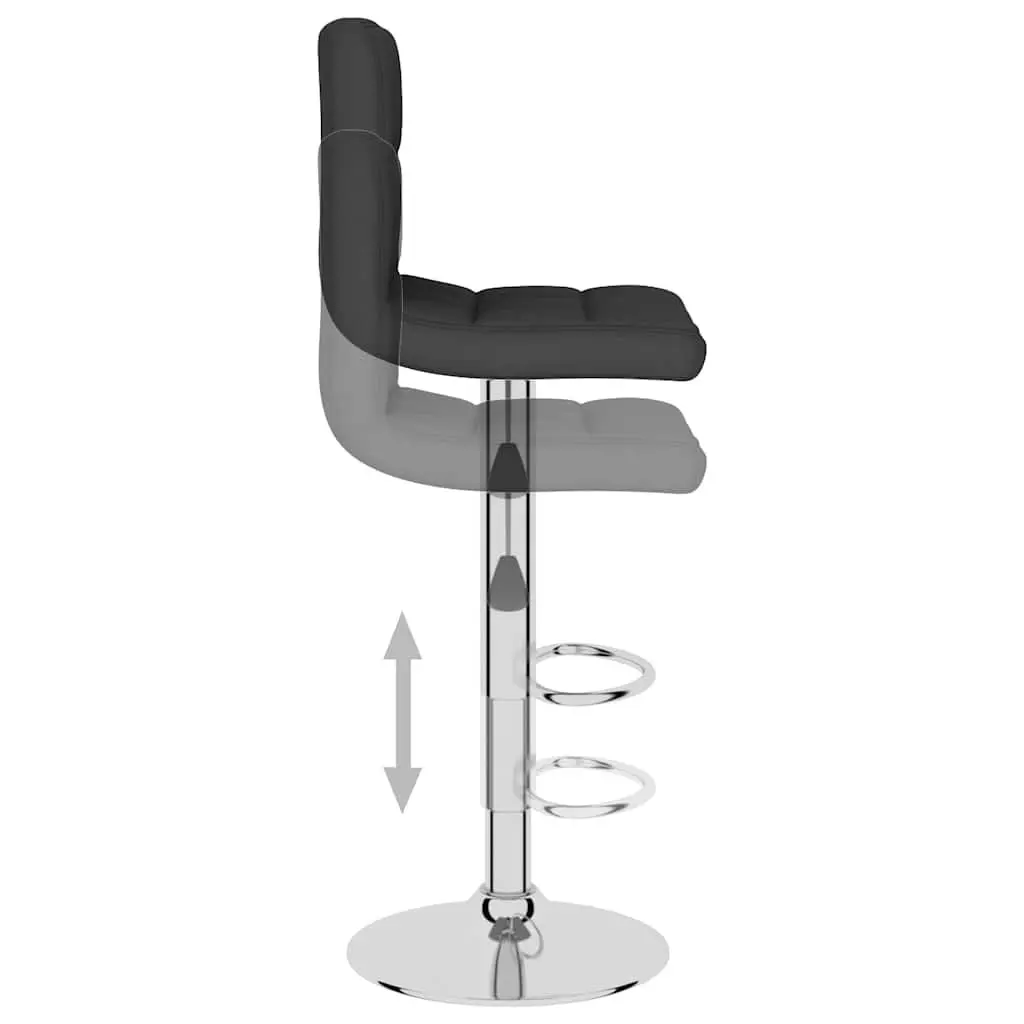 Bar Stools Black Fabric Height Adjustable Swivel 2 Piece Set