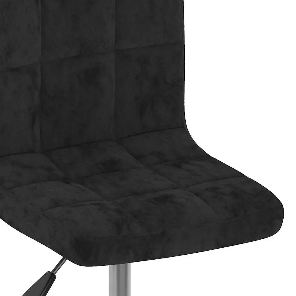 Velvet Swivel Chairs Set of 2 Black Adjustable Height 360 Degree Rotation