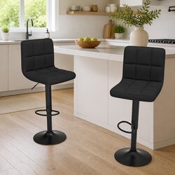 Adjustable Black Fabric Bar Stools