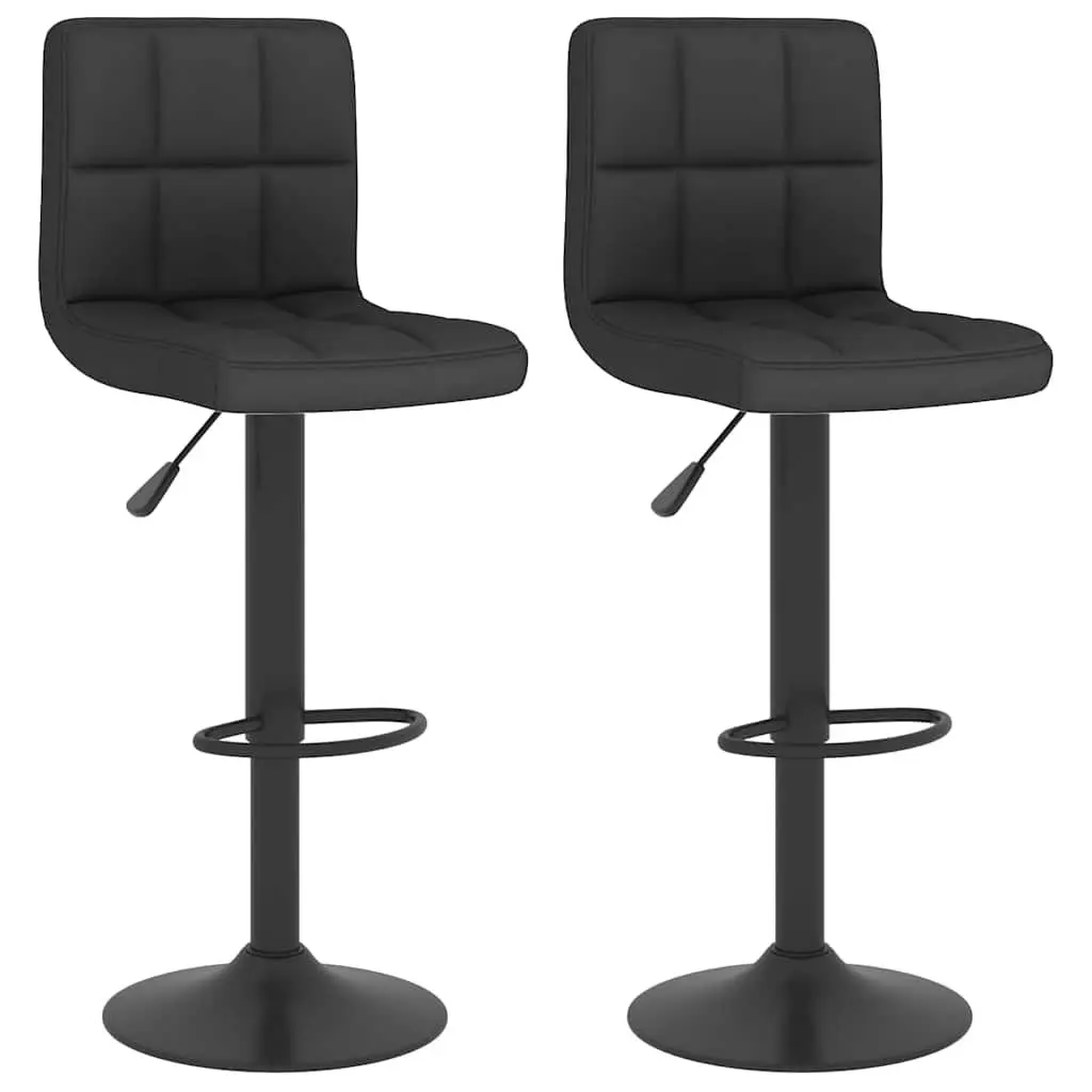 Bar Stools Black Fabric Counter Height Adjustable Swivel 2 Piece
