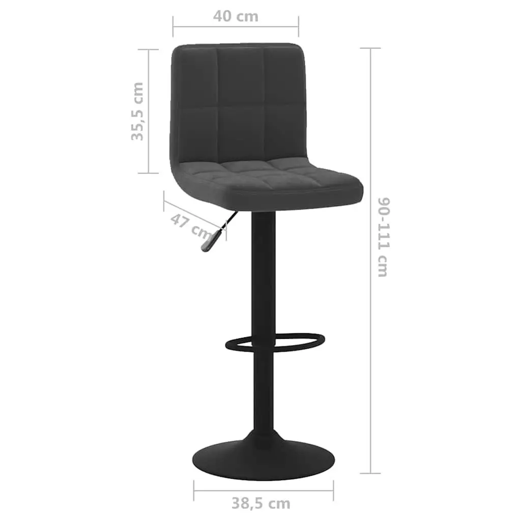 Bar Stools Black Velvet 2 Piece Swivel Counter Height Adjustable Chrome Base