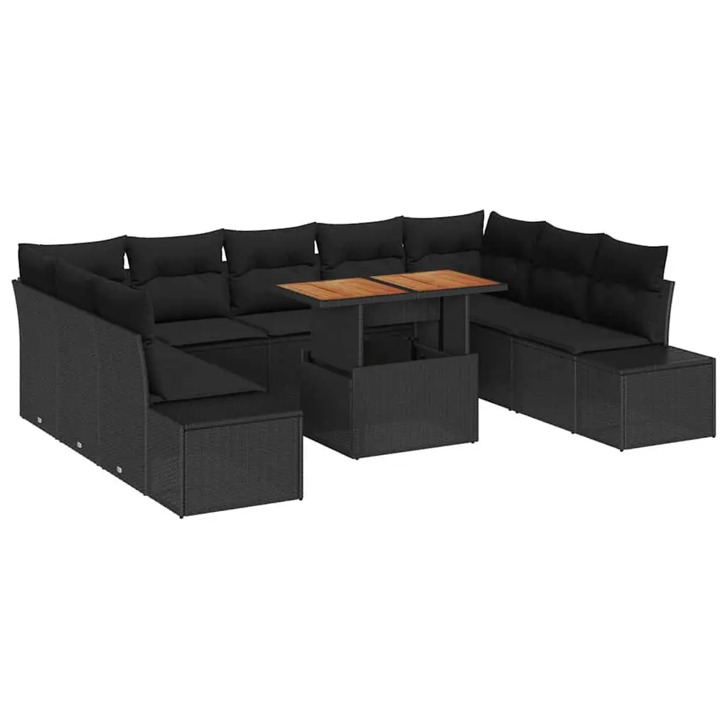Outdoor Garden Sofa Set Black 10 Piece Modular Seating Dining Patio Furniture